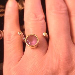 GERMAINE KABIRISKI Fine Jewelry Amethyst GOLD & SILVER Ring Size 7-8 Adjustable